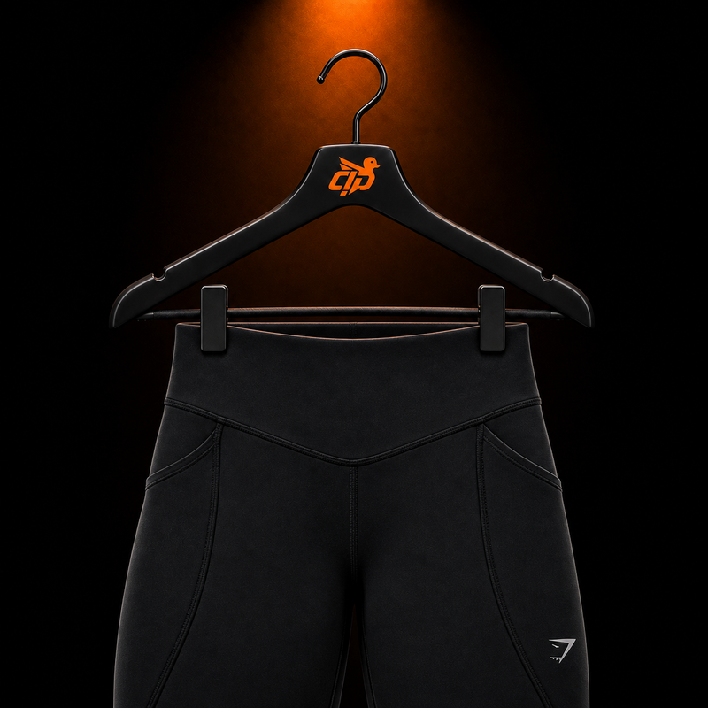 Gymshark Running Pocket Leggings Black con presentación de producto — Crazy!Duck Hype