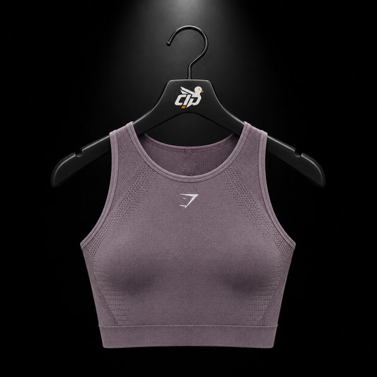 Gymshark Running Seamless Tank Dusk Purple/Walnut Mauve, vista frontal — Crazy!Duck Hype