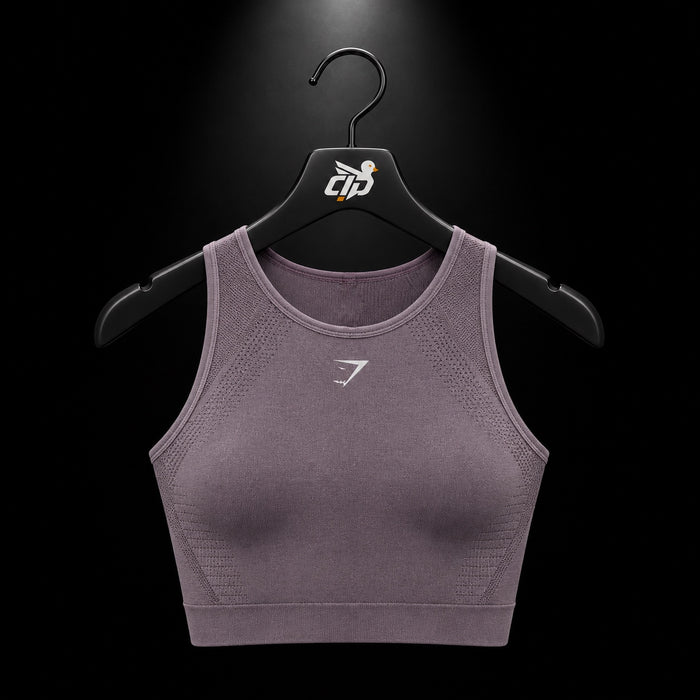 Gymshark Running Seamless Tank Dusk Purple/Walnut Mauve, vista frontal — Crazy!Duck Hype