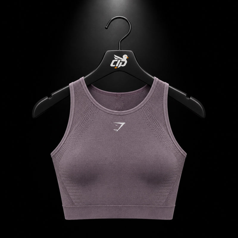 Gymshark Running Seamless Tank Dusk Purple/Walnut Mauve, vista frontal — Crazy!Duck Hype