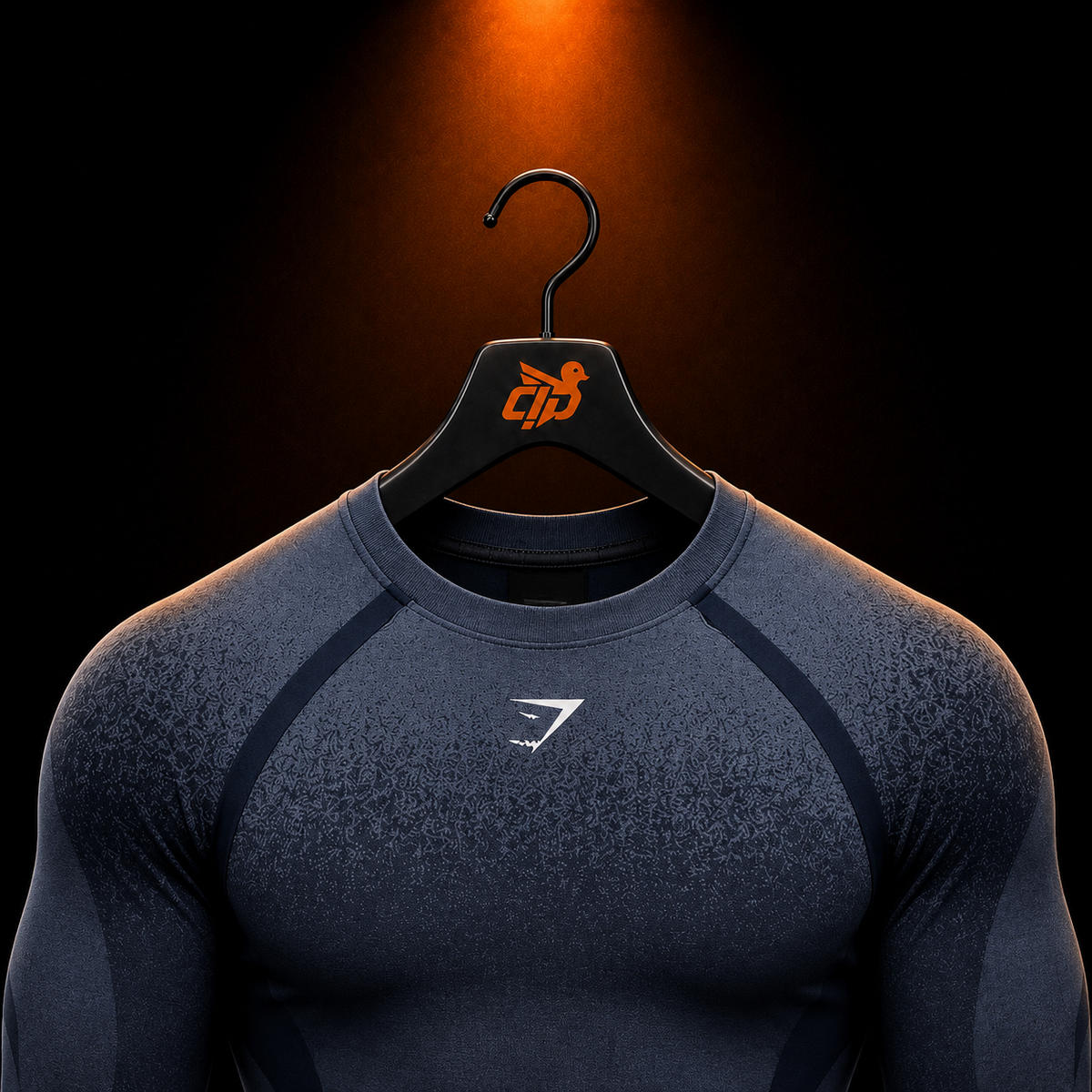 Gymshark Shadow Seamless Long Sleeve T-Shirt Heavy Blue con presentación de producto — Crazy!Duck Hype