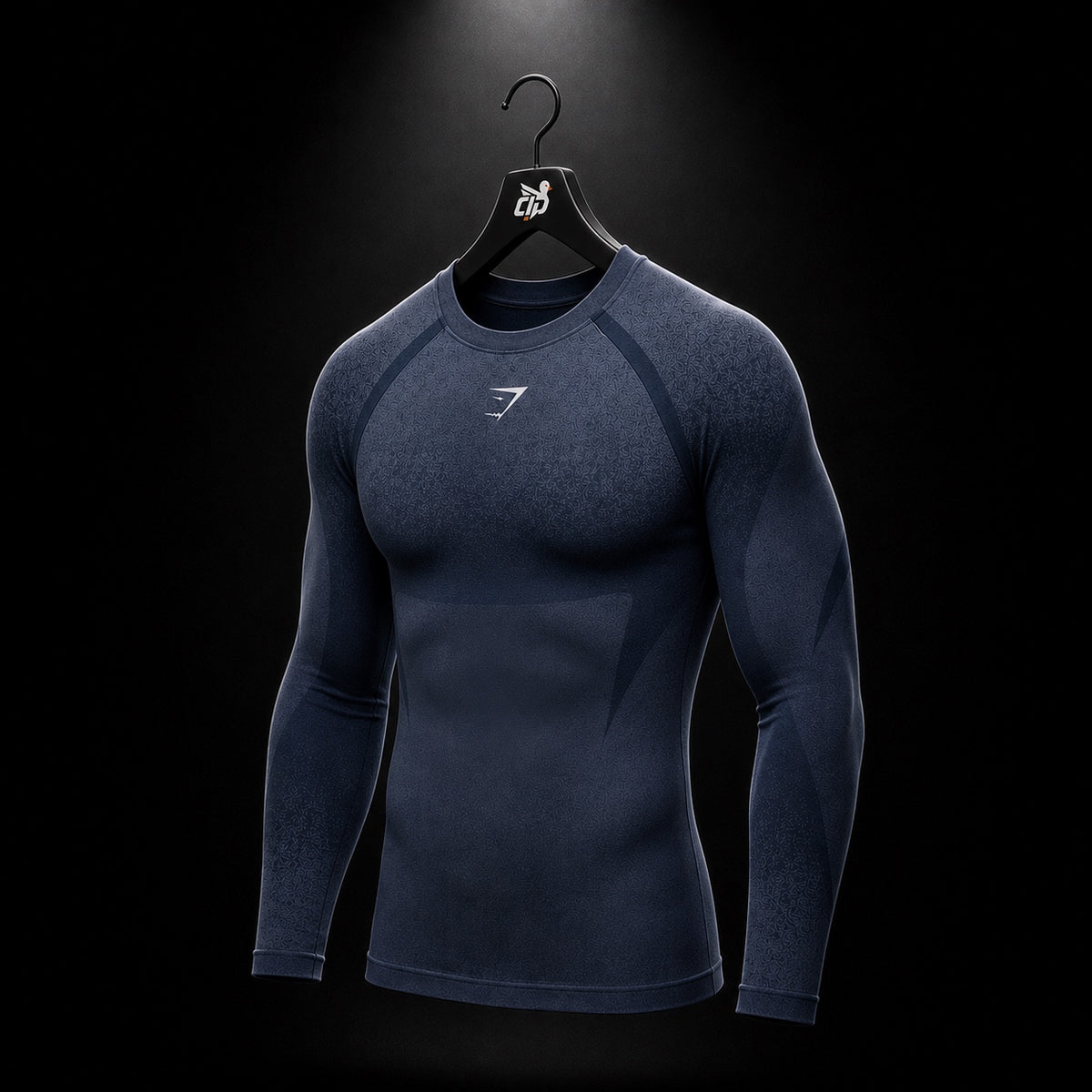 Gymshark Shadow Seamless Long Sleeve T-Shirt Heavy Blue, vista trasera — Crazy!Duck Hype