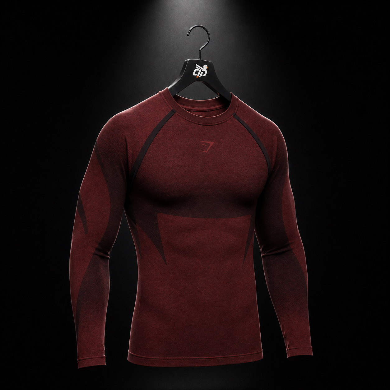 Gymshark Shadow Seamless Long Sleeve T-Shirt Sets Red, vista completa — Crazy!Duck Hype