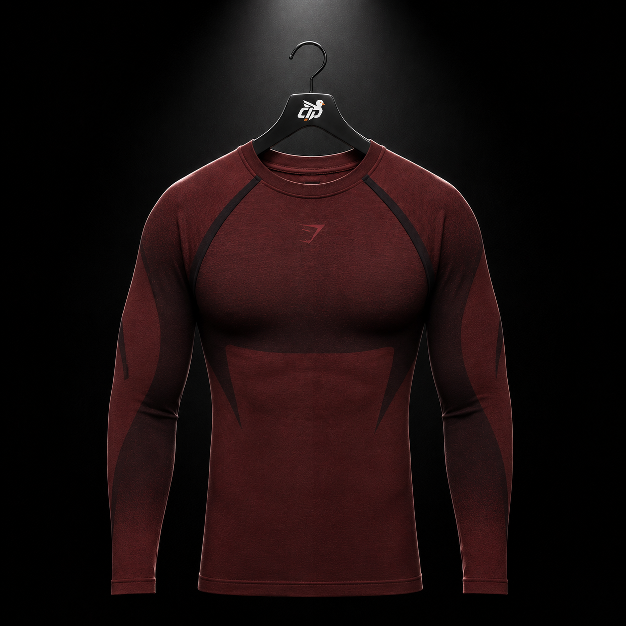 Gymshark Shadow Seamless Long Sleeve T-Shirt Sets Red, vista frontal — Crazy!Duck Hype
