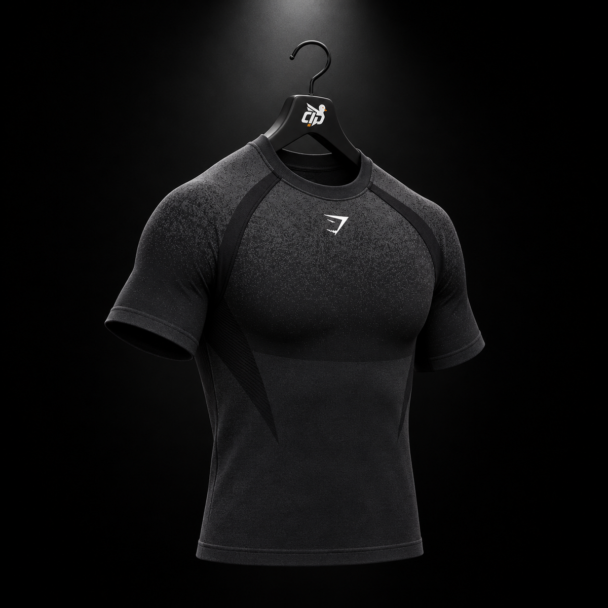 Gymshark Shadow Seamless T-Shirt Black, vista completa — Crazy!Duck Hype