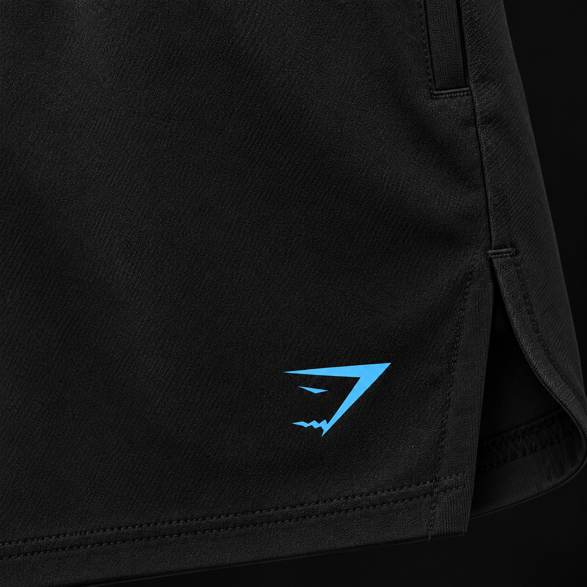 Gymshark Shorts Fit Repeat 6, detalle de logo y material — Crazy!Duck Hype