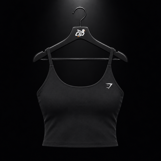 Gymshark Training Shelf Cami Tank Black, vista frontal — Crazy!Duck Hype