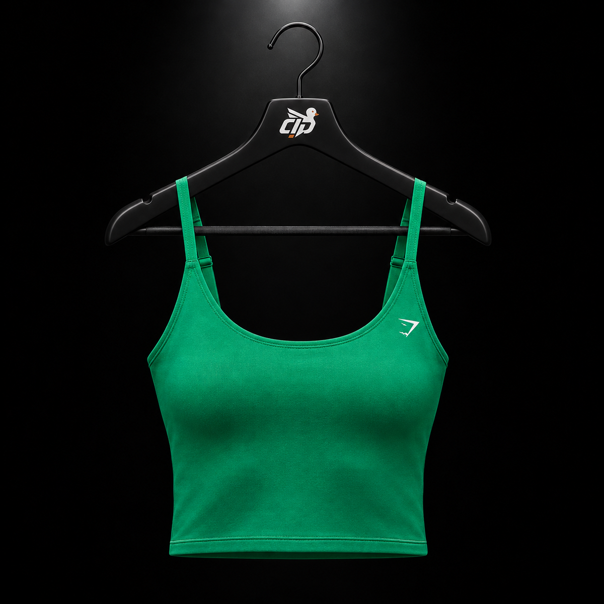 Gymshark Training Shelf Cami Tank Track Green, vista frontal — Crazy!Duck Hype