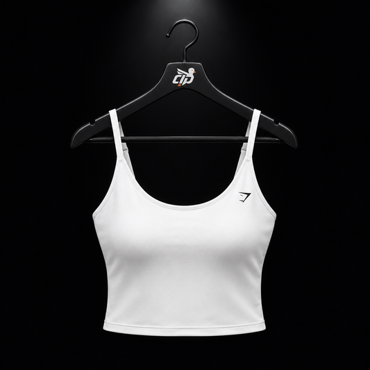 Gymshark Training Shelf Cami Tank White, vista frontal — Crazy!Duck Hype