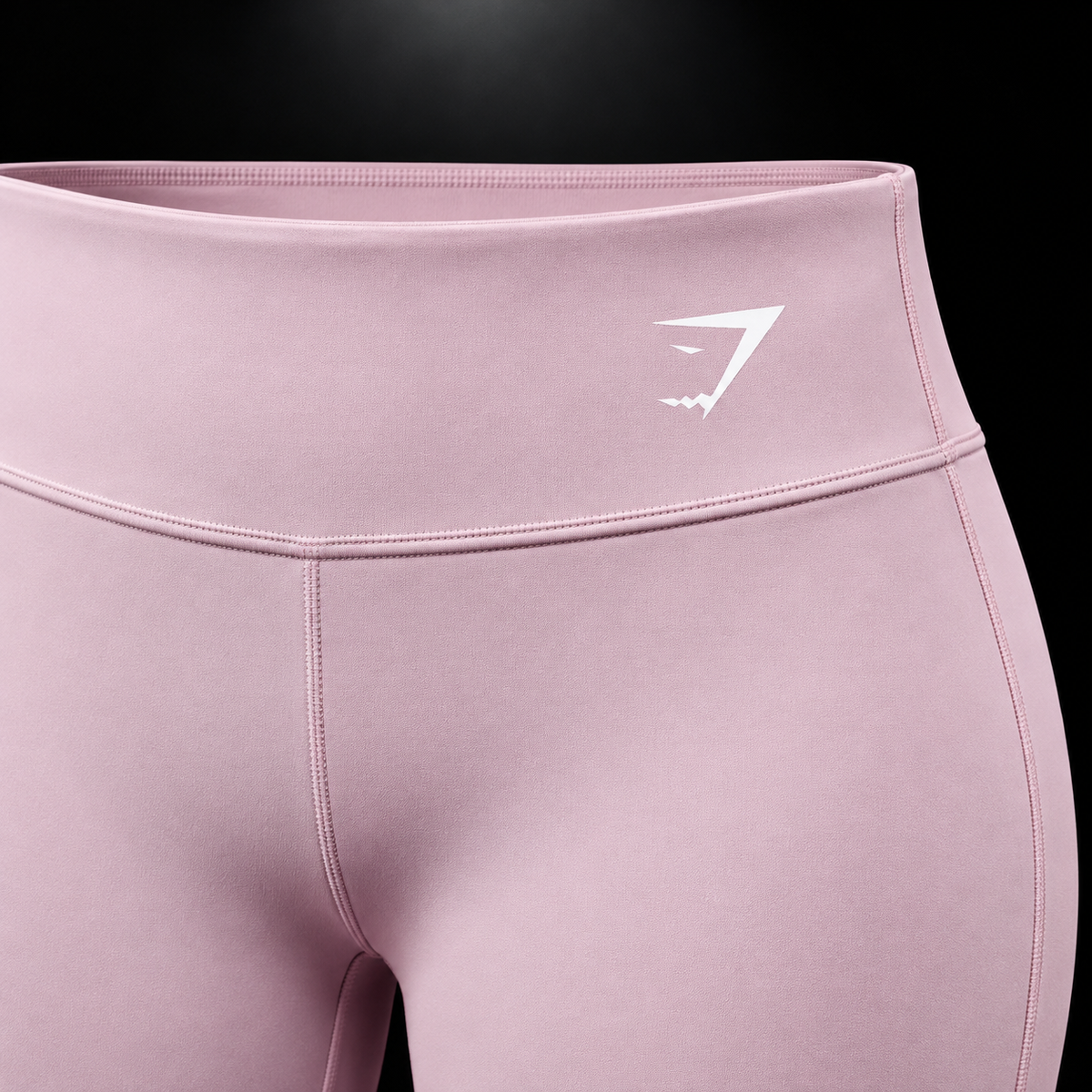 Gymshark Training Straight Leg Regular Leggings Haze Pink, detalle de logo y material — Crazy!Duck Hype