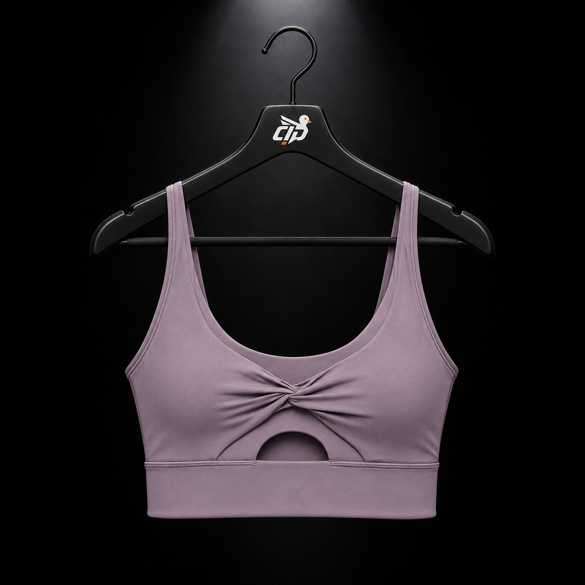 Gymshark Twist Front Sports Bra Dusk Purple, vista completa — Crazy!Duck Hype