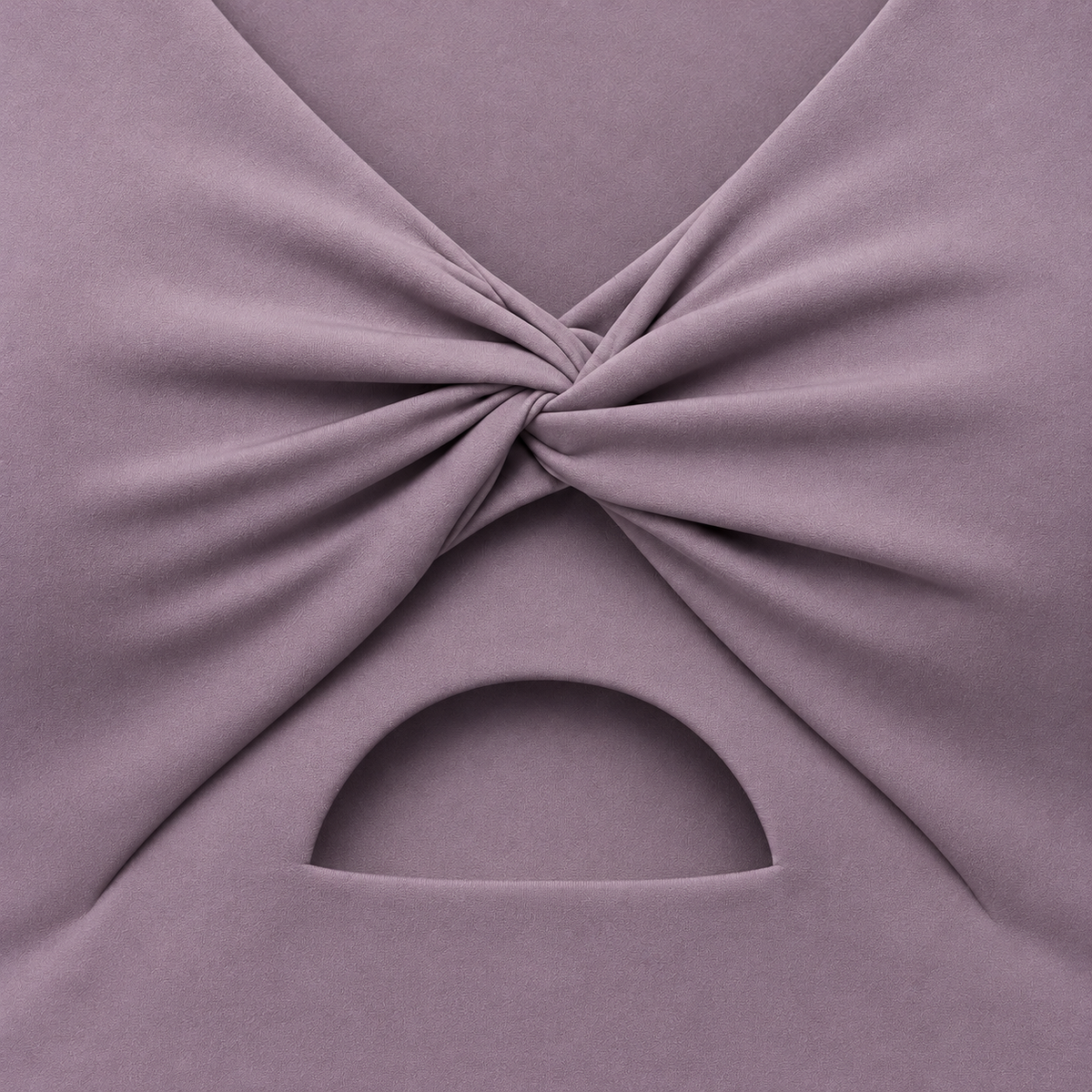 Gymshark Twist Front Sports Bra Dusk Purple, detalle de logo y material — Crazy!Duck Hype