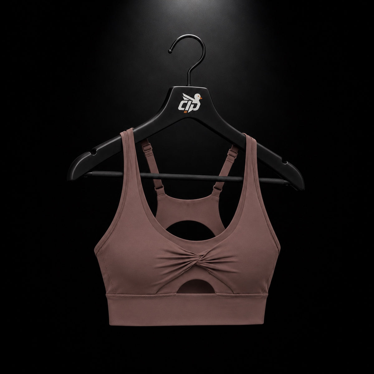 Gymshark Twist Front Sports Bra Espresso Brown, vista completa — Crazy!Duck Hype