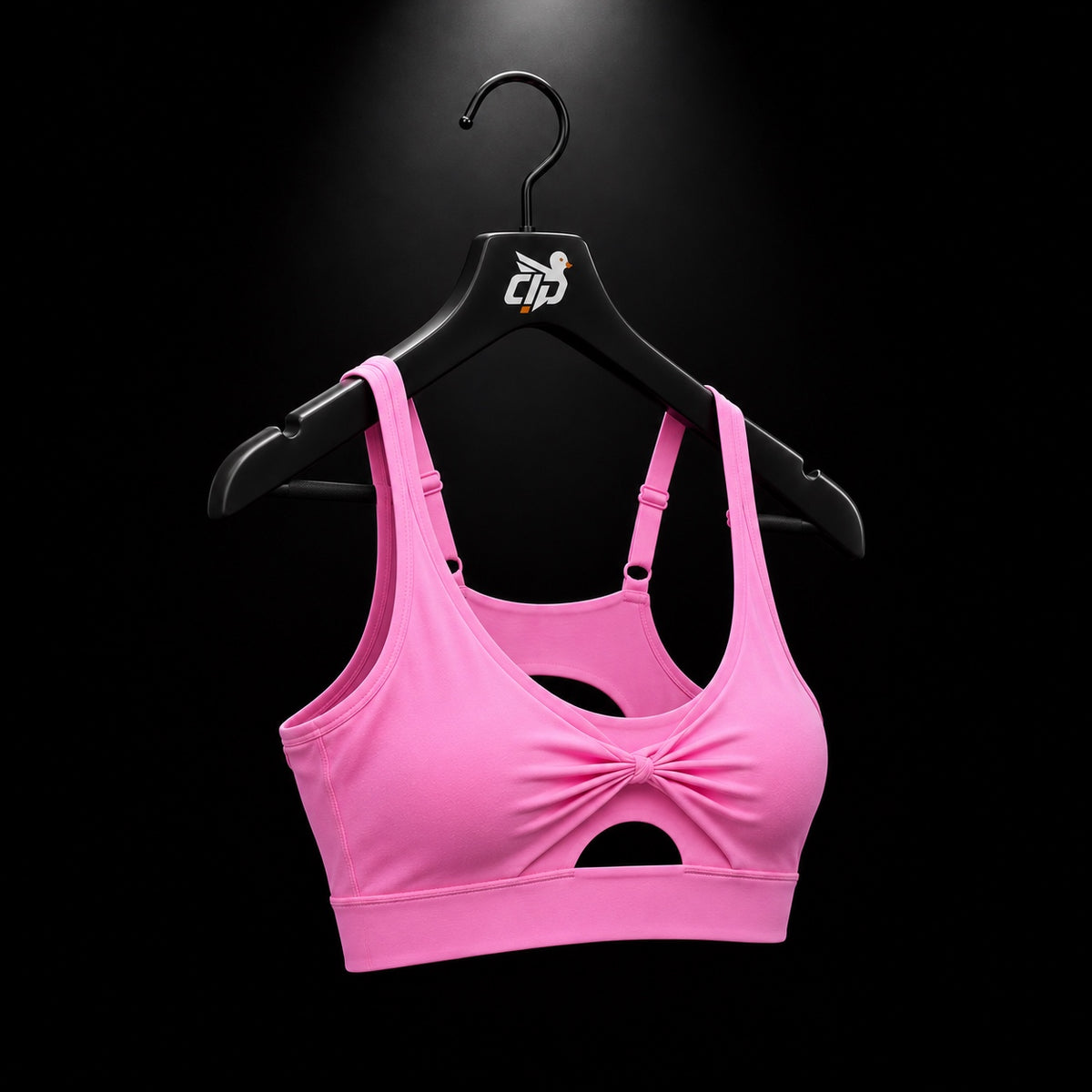 Gymshark Twist Front Sports Bra Focus Pink, vista completa — Crazy!Duck Hype