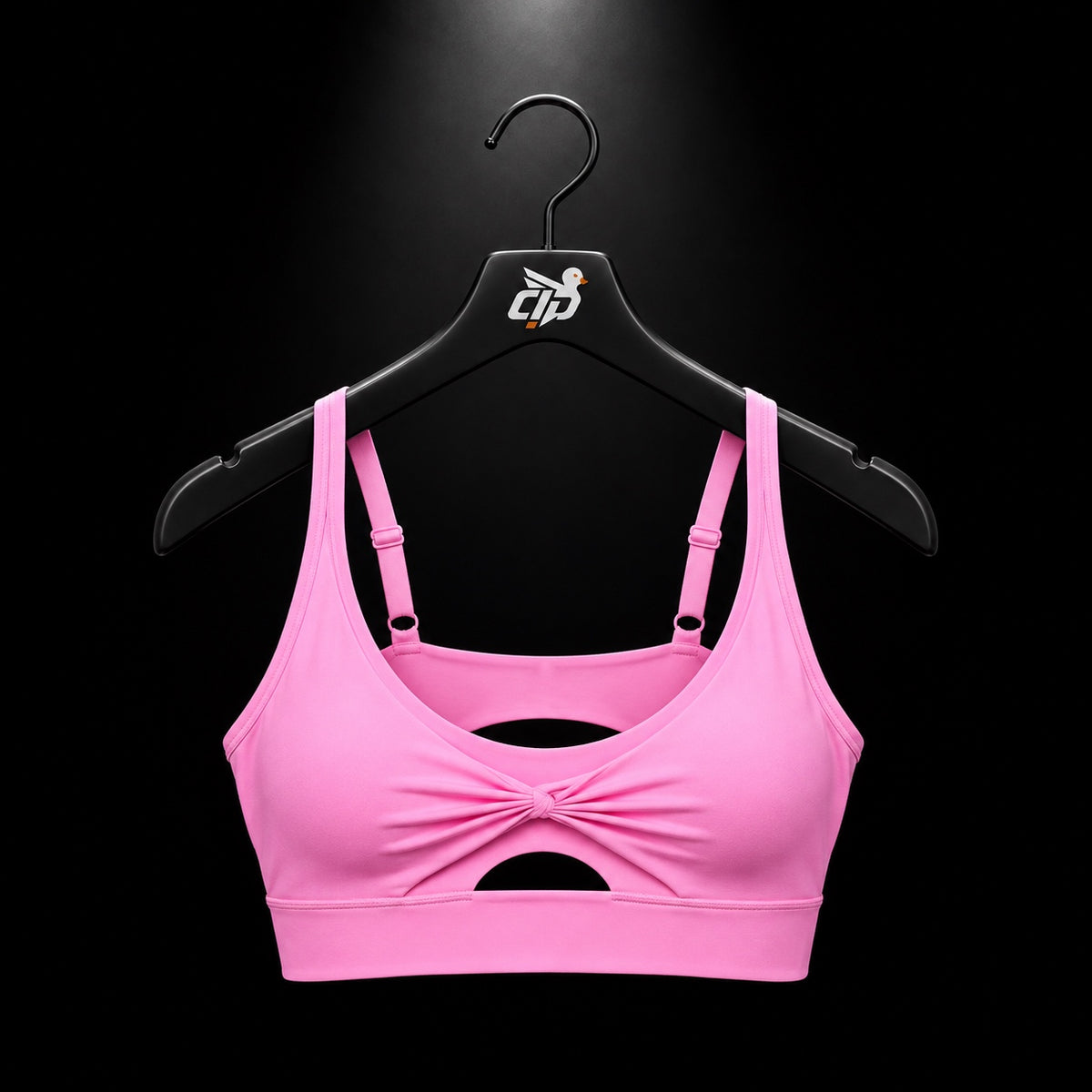 Gymshark Twist Front Sports Bra Focus Pink, vista frontal — Crazy!Duck Hype