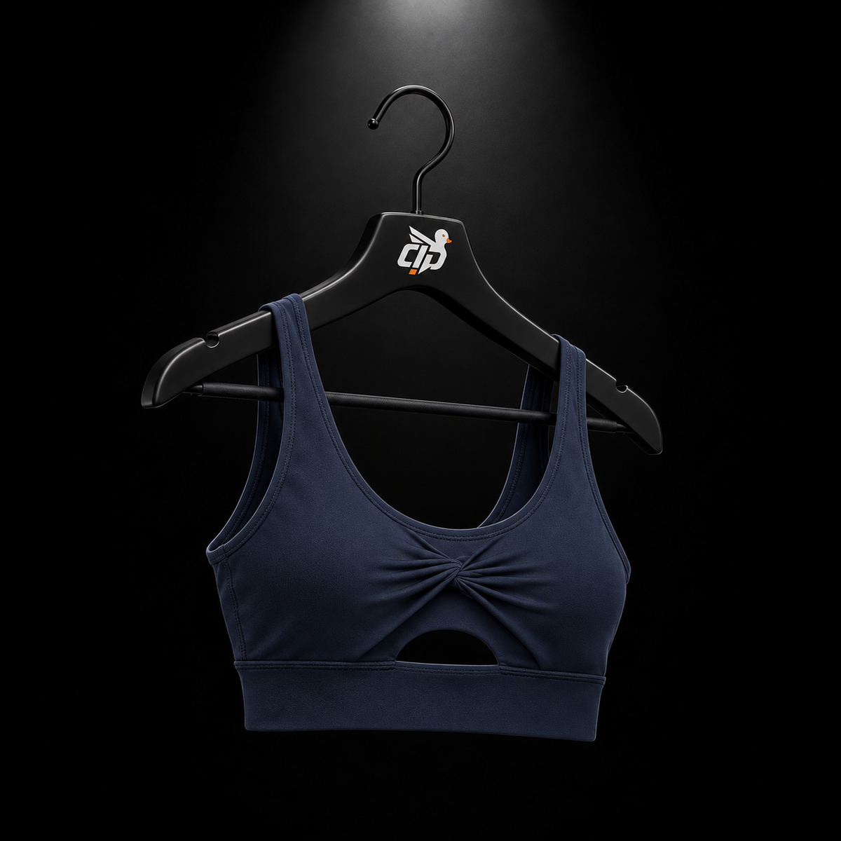 Gymshark Twist Front Sports Bra Heavy Blue, vista completa — Crazy!Duck Hype
