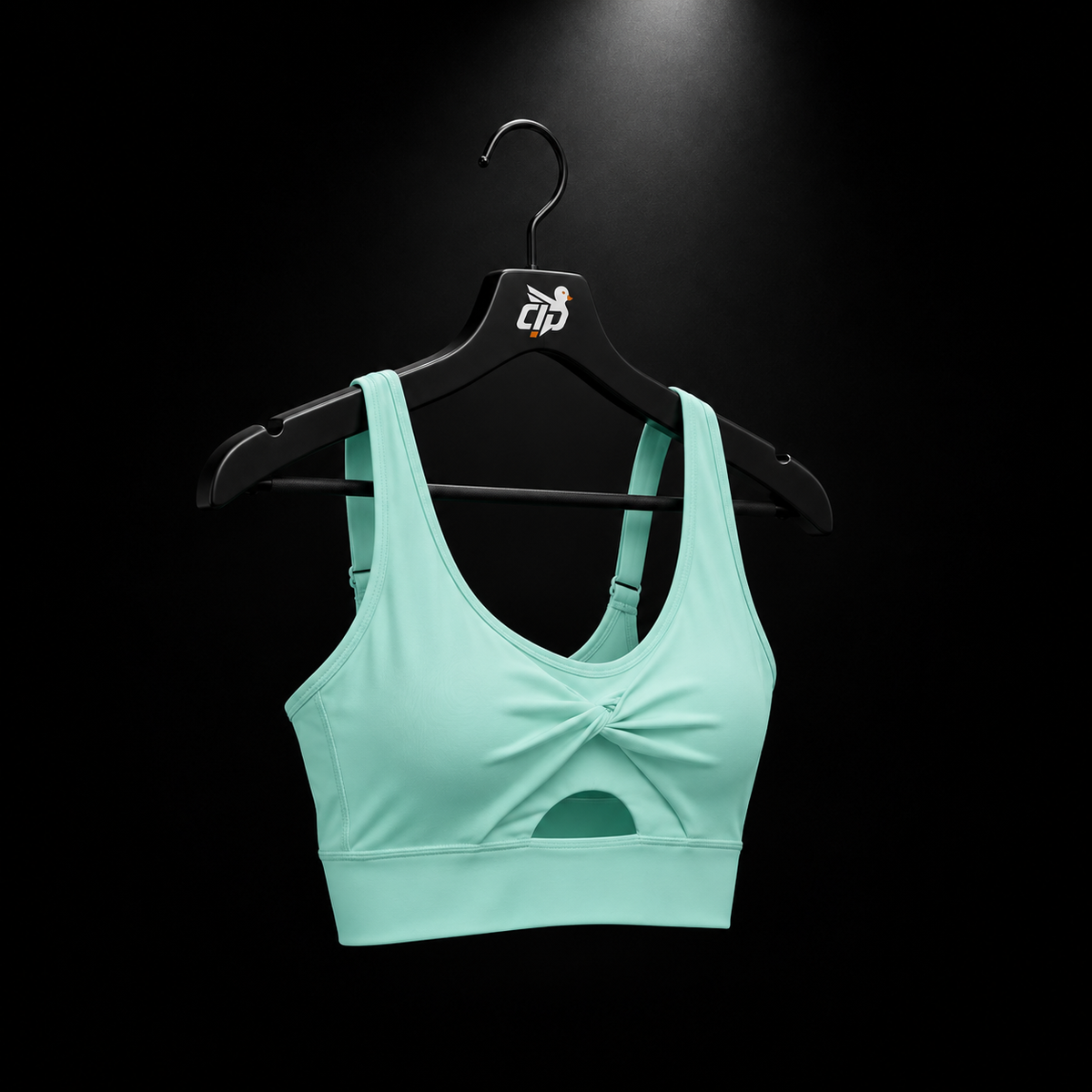 Gymshark Twist Front Sports Bra Pop Turquoise, vista completa — Crazy!Duck Hype