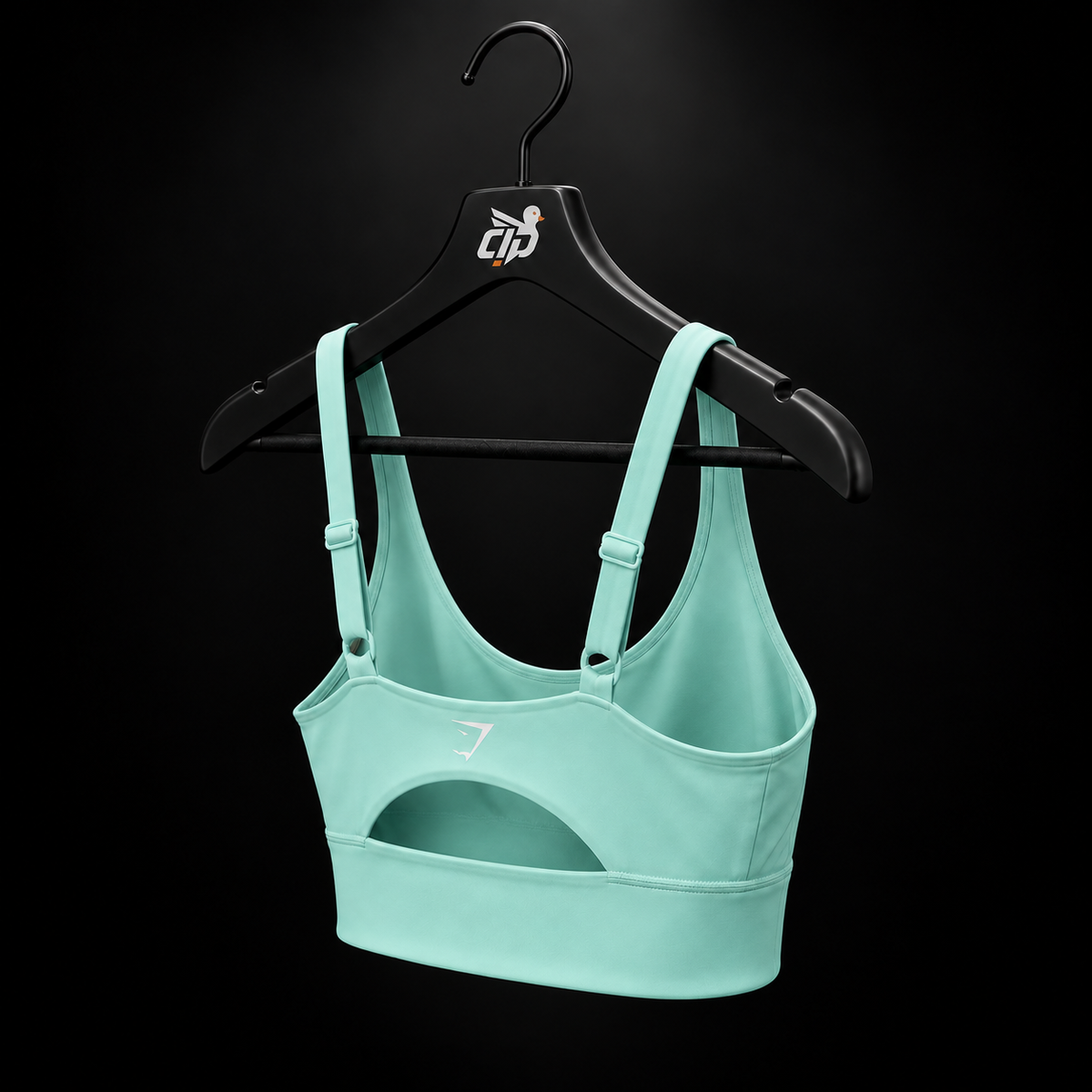 Gymshark Twist Front Sports Bra Pop Turquoise, vista trasera — Crazy!Duck Hype