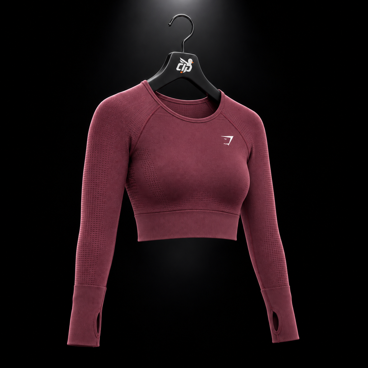 Gymshark Vital Seamless 2.0 Crop Top Baked Maroon/Marl, vista completa — Crazy!Duck Hype