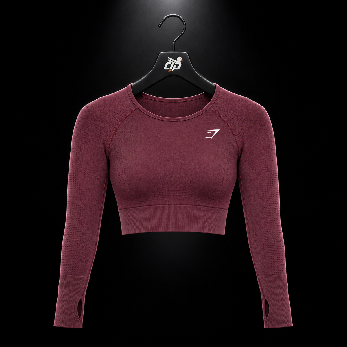 Gymshark Vital Seamless 2.0 Crop Top Baked Maroon/Marl, vista frontal — Crazy!Duck Hype