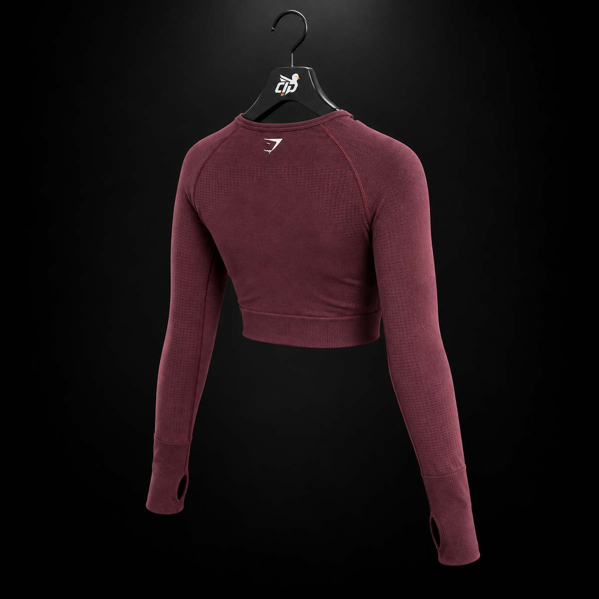 Gymshark Vital Seamless 2.0 Crop Top Baked Maroon/Marl, vista trasera — Crazy!Duck Hype
