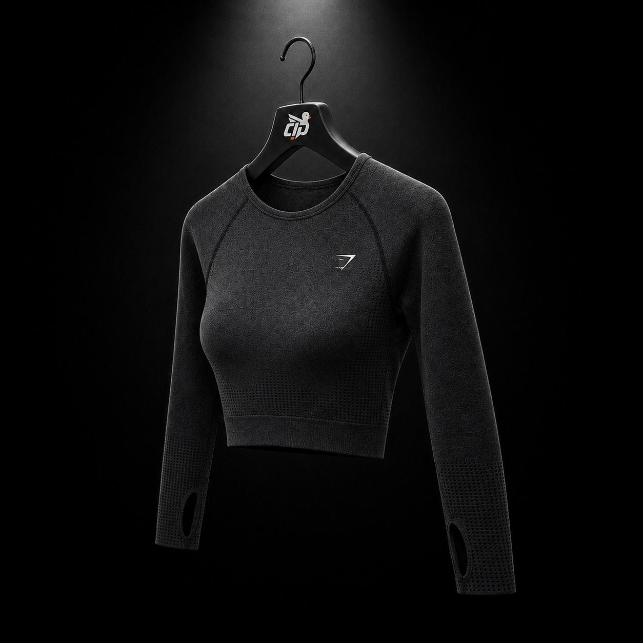 Gymshark Vital Seamless 2.0 Crop Top Black Marl, vista alterna — Crazy!Duck Hype