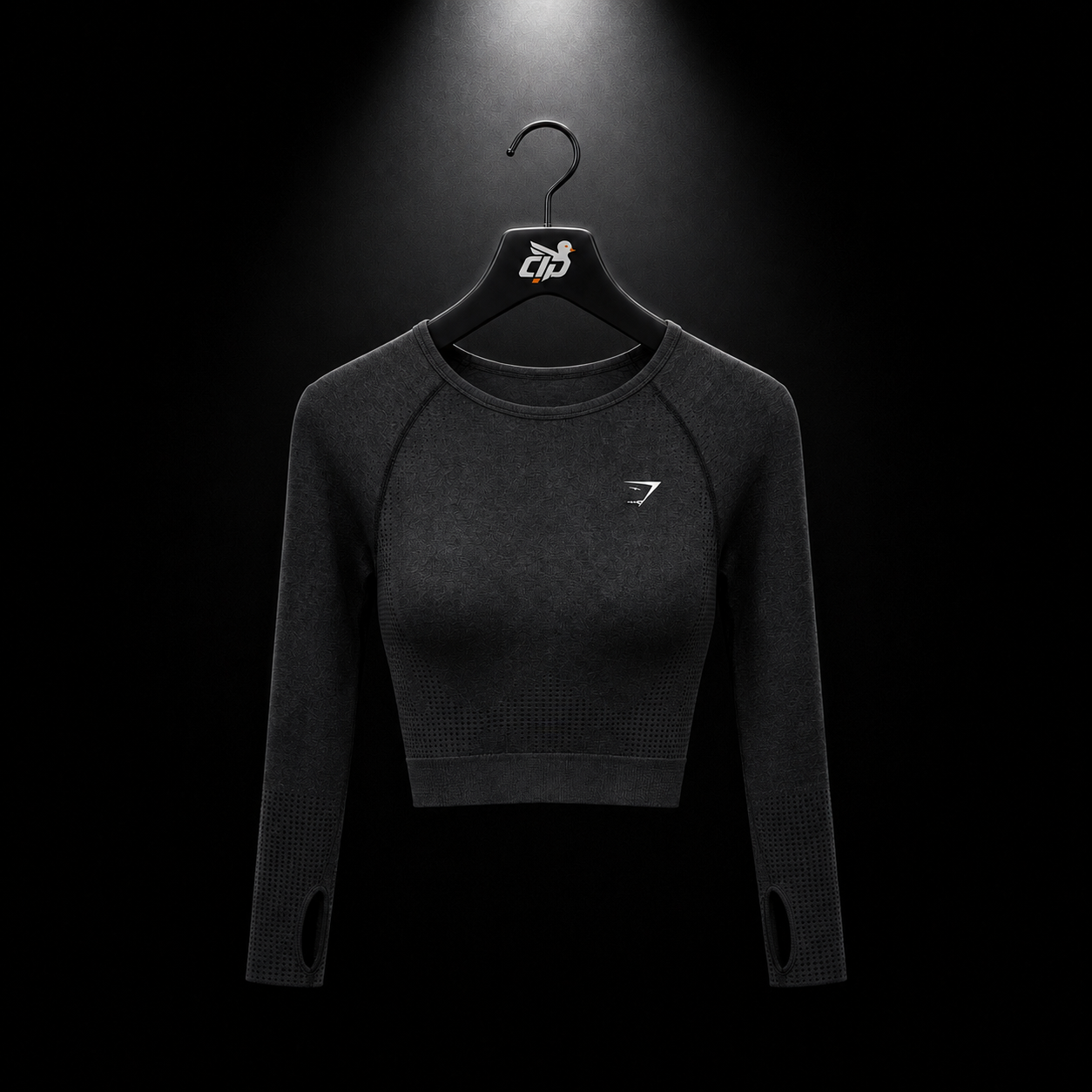 Gymshark Vital Seamless 2.0 Crop Top Black Marl, vista frontal — Crazy!Duck Hype