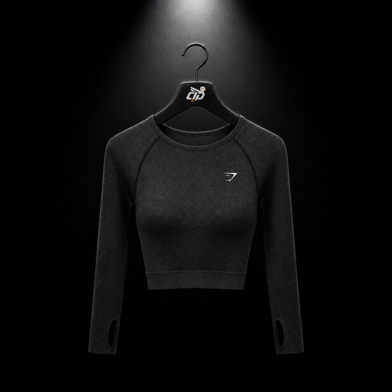 Vital Seamless 2.0 Crop Top "Black Marl"