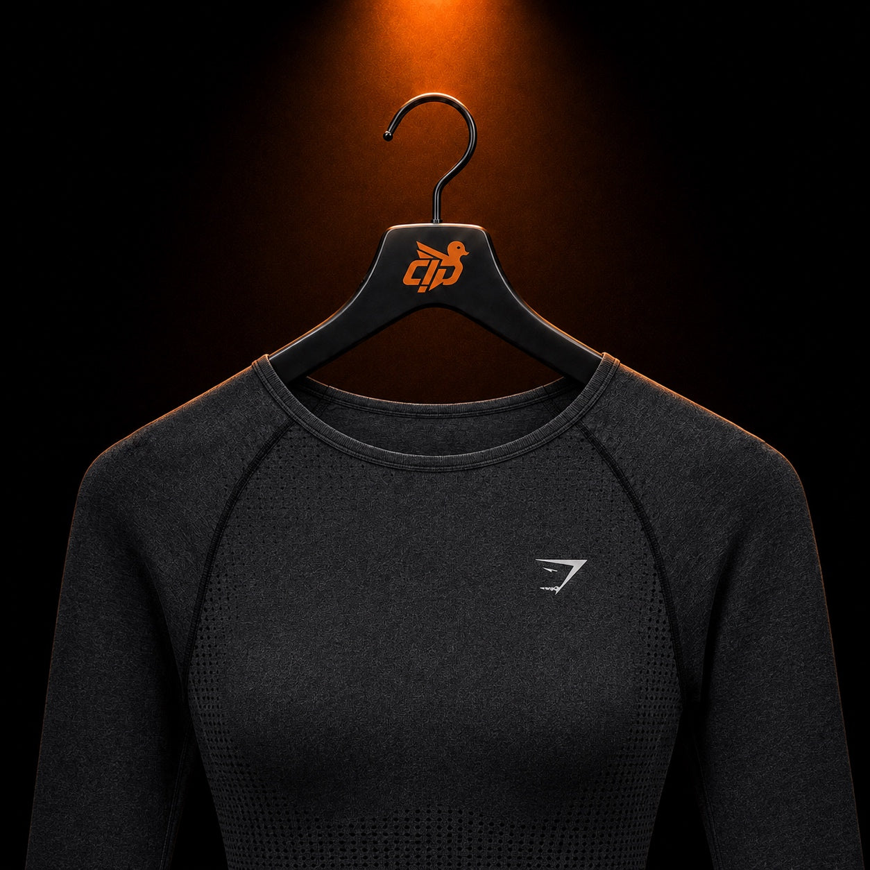 Gymshark Vital Seamless 2.0 Crop Top Black Marl con presentación de producto — Crazy!Duck Hype