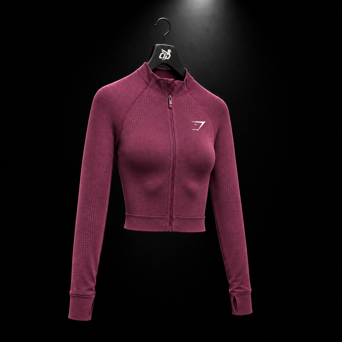 Gymshark Vital Seamless Midi Zip 2.0 Pullover Strength Pink/Marl, vista completa — Crazy!Duck Hype