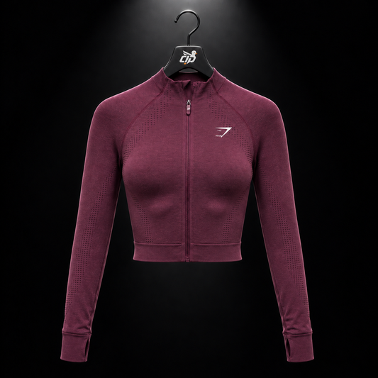 Gymshark Vital Seamless Midi Zip 2.0 Pullover Strength Pink/Marl, vista frontal — Crazy!Duck Hype