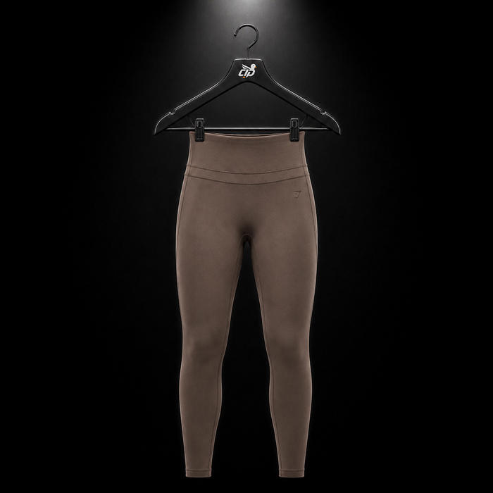 Gymshark Whitney Leggings Soft Brown, vista frontal — Crazy!Duck Hype