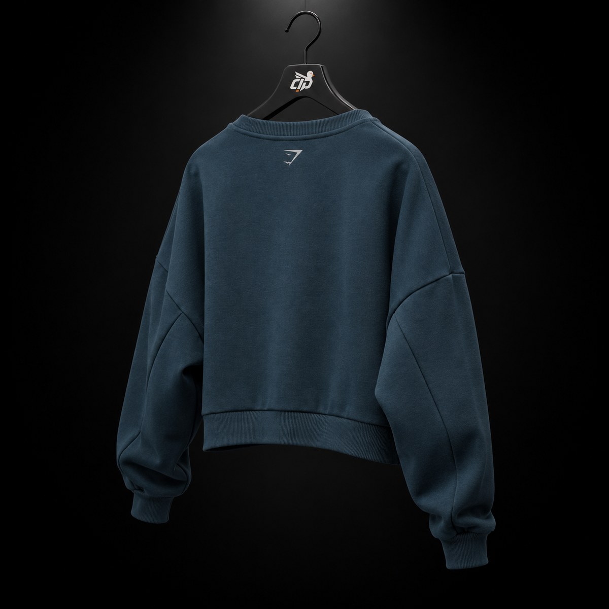 Gymshark Worn Crest Graphic Sweatshirt GS Stealth Blue, vista trasera — Crazy!Duck Hype