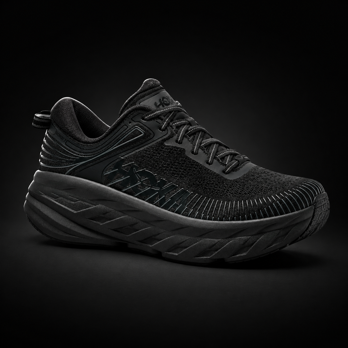 Hoka Bondi 7 Black, vista frontal — Crazy!Duck Hype