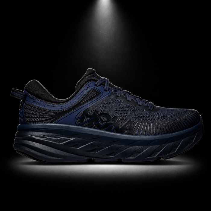 Hoka Bondi 7 Black Navy, vista lateral — Crazy!Duck Hype