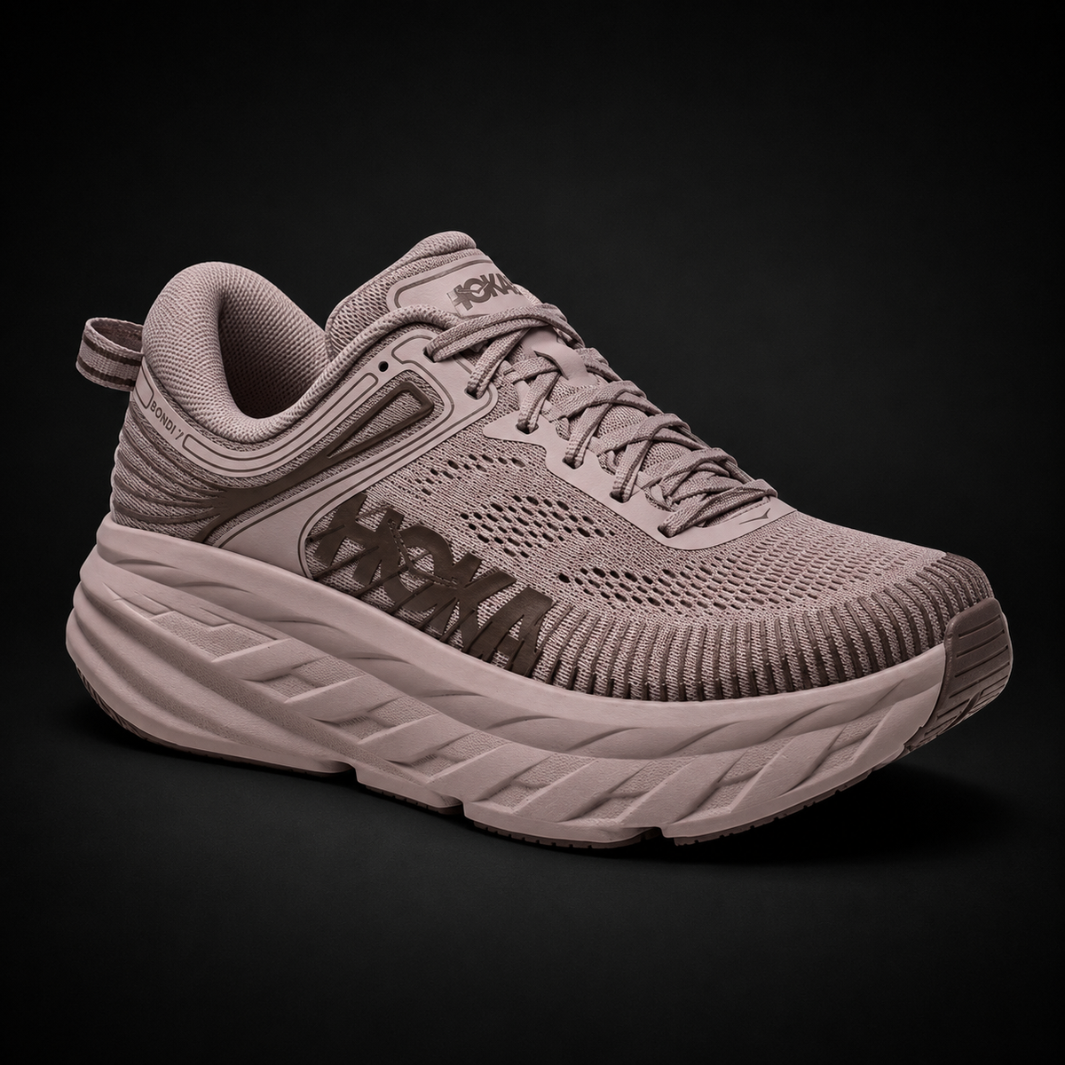 Hoka Bondi 7 Date Sugar Syrup, vista frontal — Crazy!Duck Hype