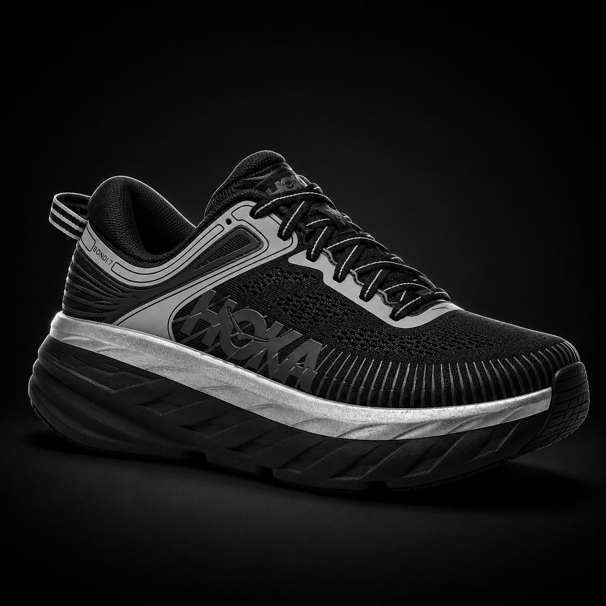 Hoka Bondi 7 Silver Black, vista frontal — Crazy!Duck Hype