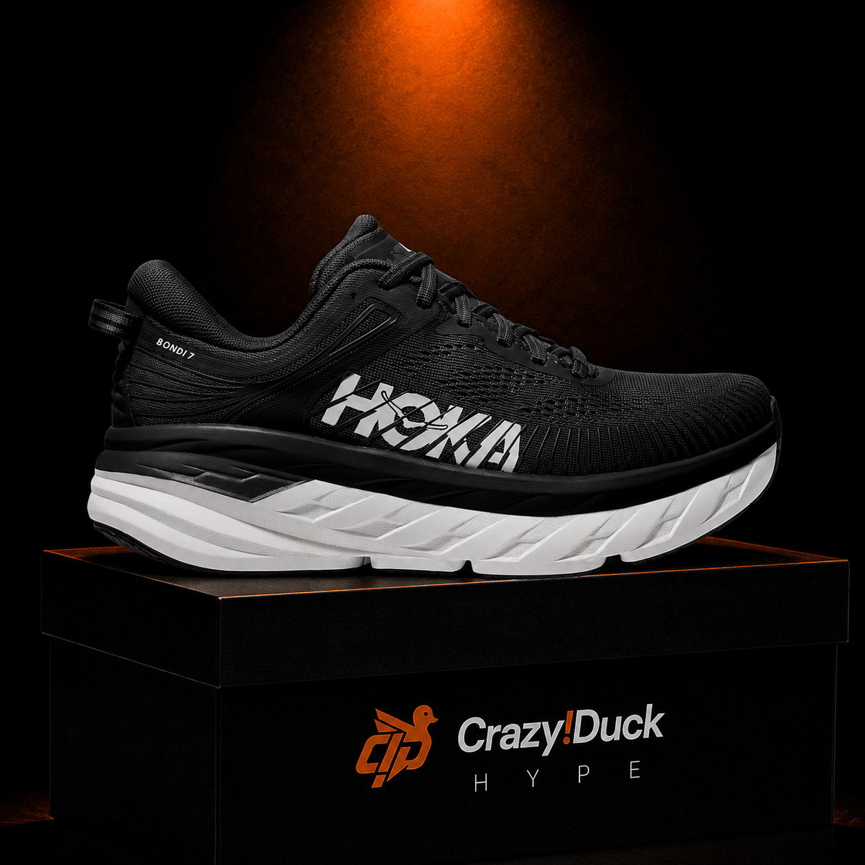 Hoka Bondi 7 White Black con empaque — Crazy!Duck Hype