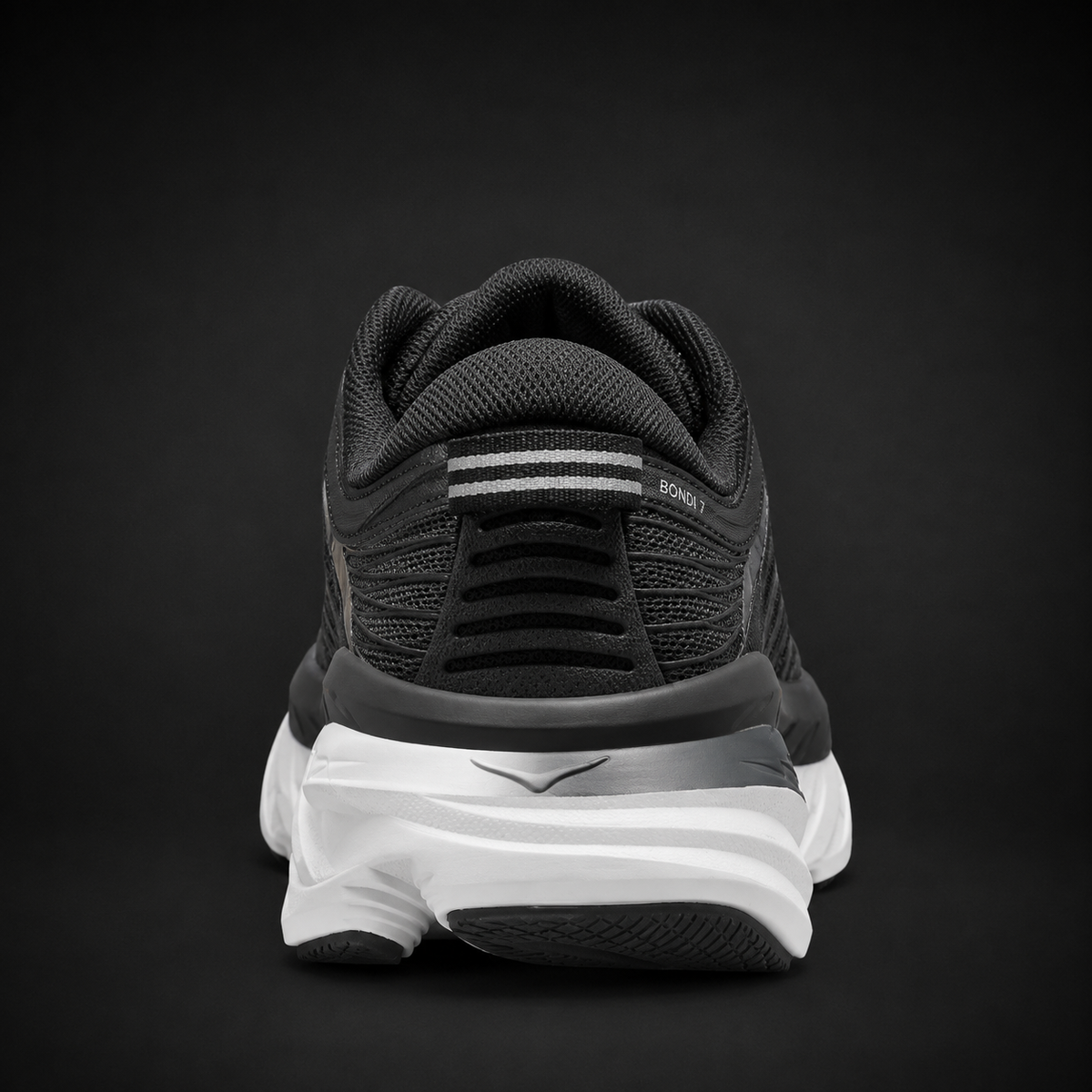 Hoka Bondi 7 White Black, vista trasera — Crazy!Duck Hype