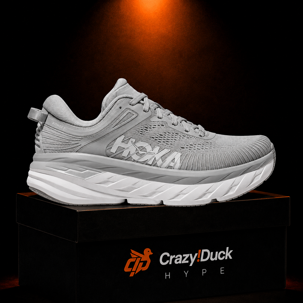 Hoka Bondi 7 White Harbor Mist con empaque — Crazy!Duck Hype