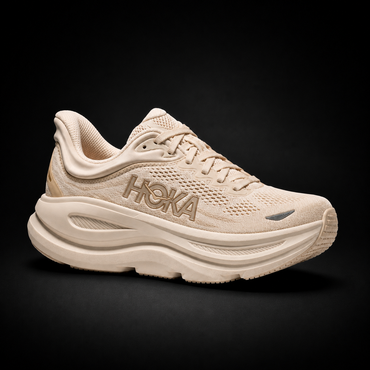 Hoka Bondi 9 Birch Vanilla, vista frontal — Crazy!Duck Hype