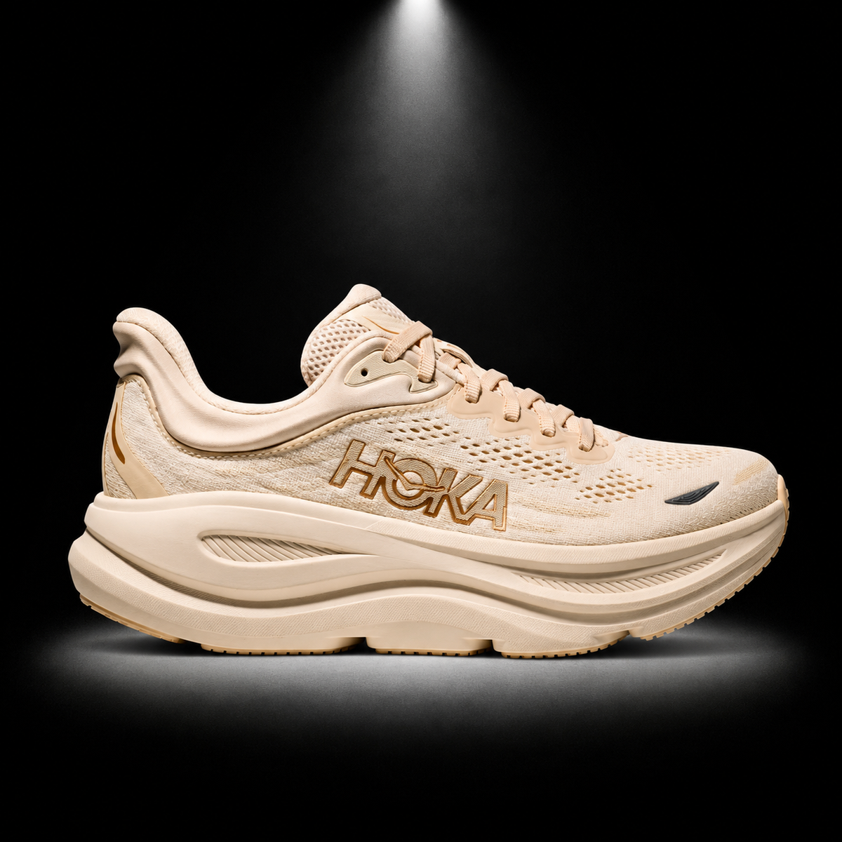 Hoka Bondi 9 Birch Vancilla, vista lateral — Crazy!Duck Hype
