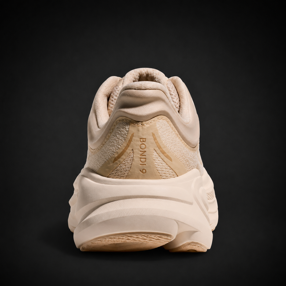 Hoka Bondi 9 Birch Vanilla, vista trasera — Crazy!Duck Hype