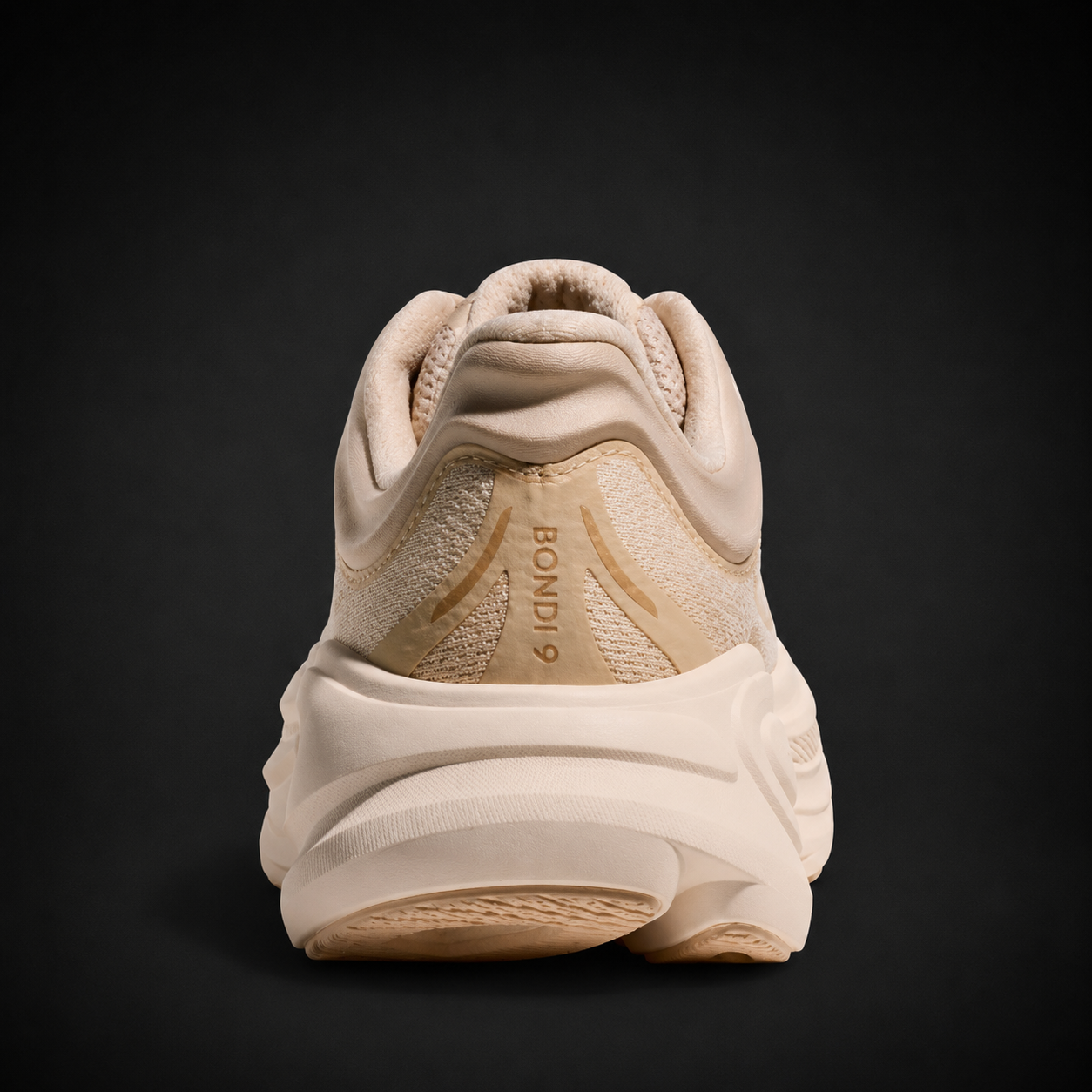 Hoka Bondi 9 Birch Vanilla, vista trasera — Crazy!Duck Hype