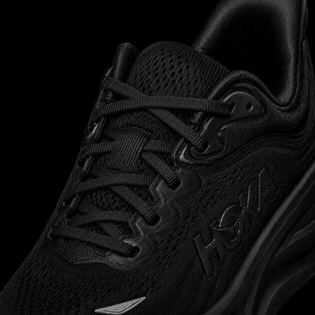 Hoka Bondi 9 Black, detalle de agujetas — Crazy!Duck Hype