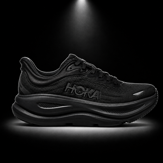 Hoka Bondi 9 Black, vista lateral — Crazy!Duck Hype