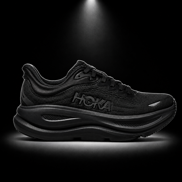 Hoka Bondi 9 Black, vista lateral — Crazy!Duck Hype