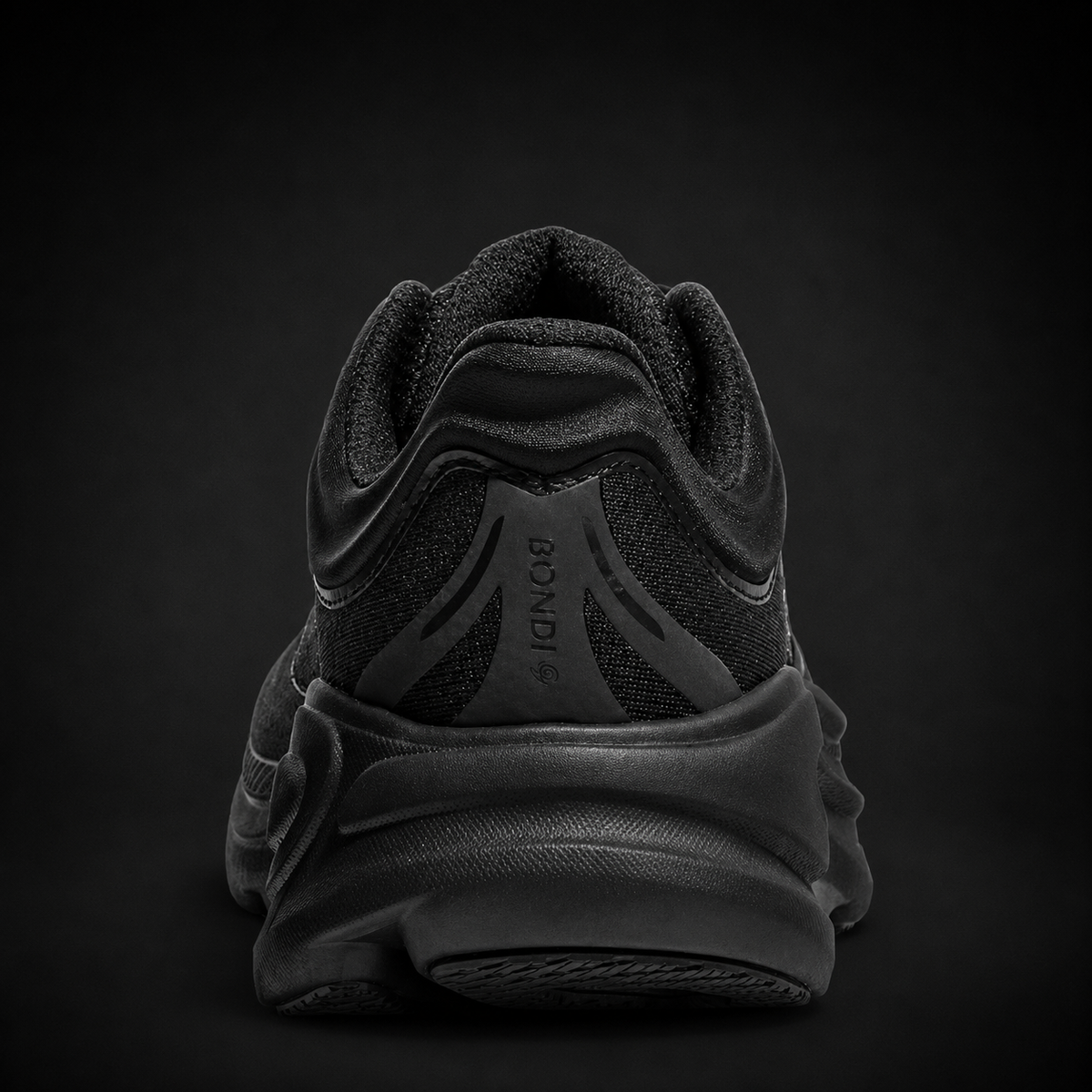 Hoka Bondi 9 Black, vista trasera — Crazy!Duck Hype