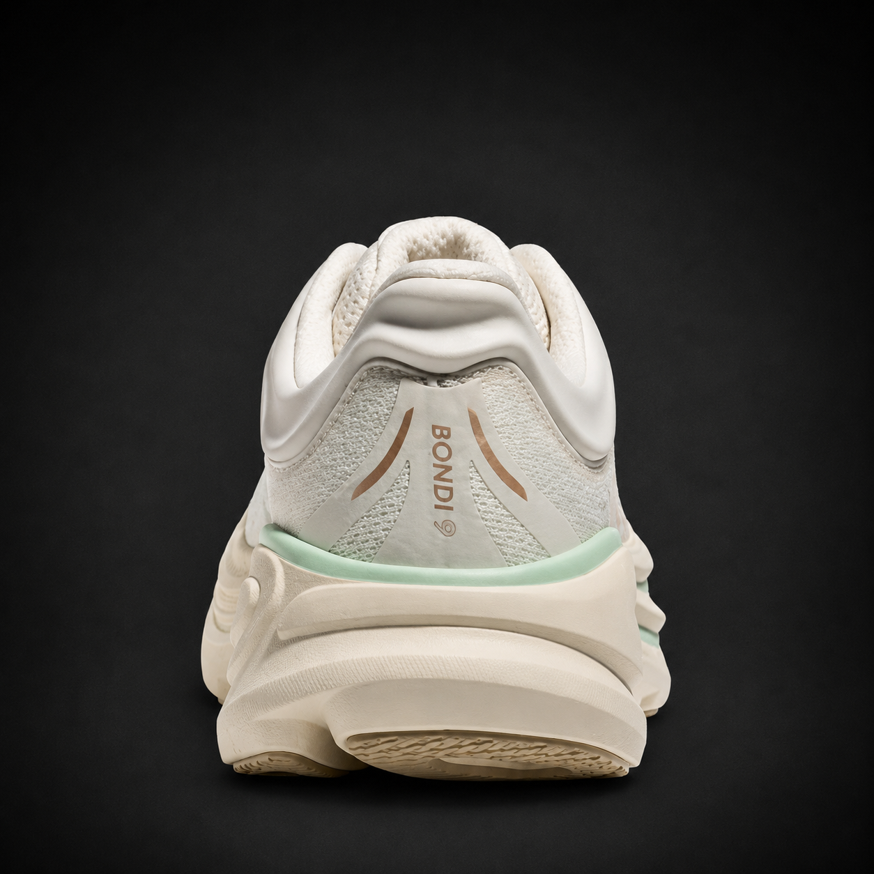 Hoka Bondi 9 Sea Glass Truffle Salt, vista trasera — Crazy!Duck Hype