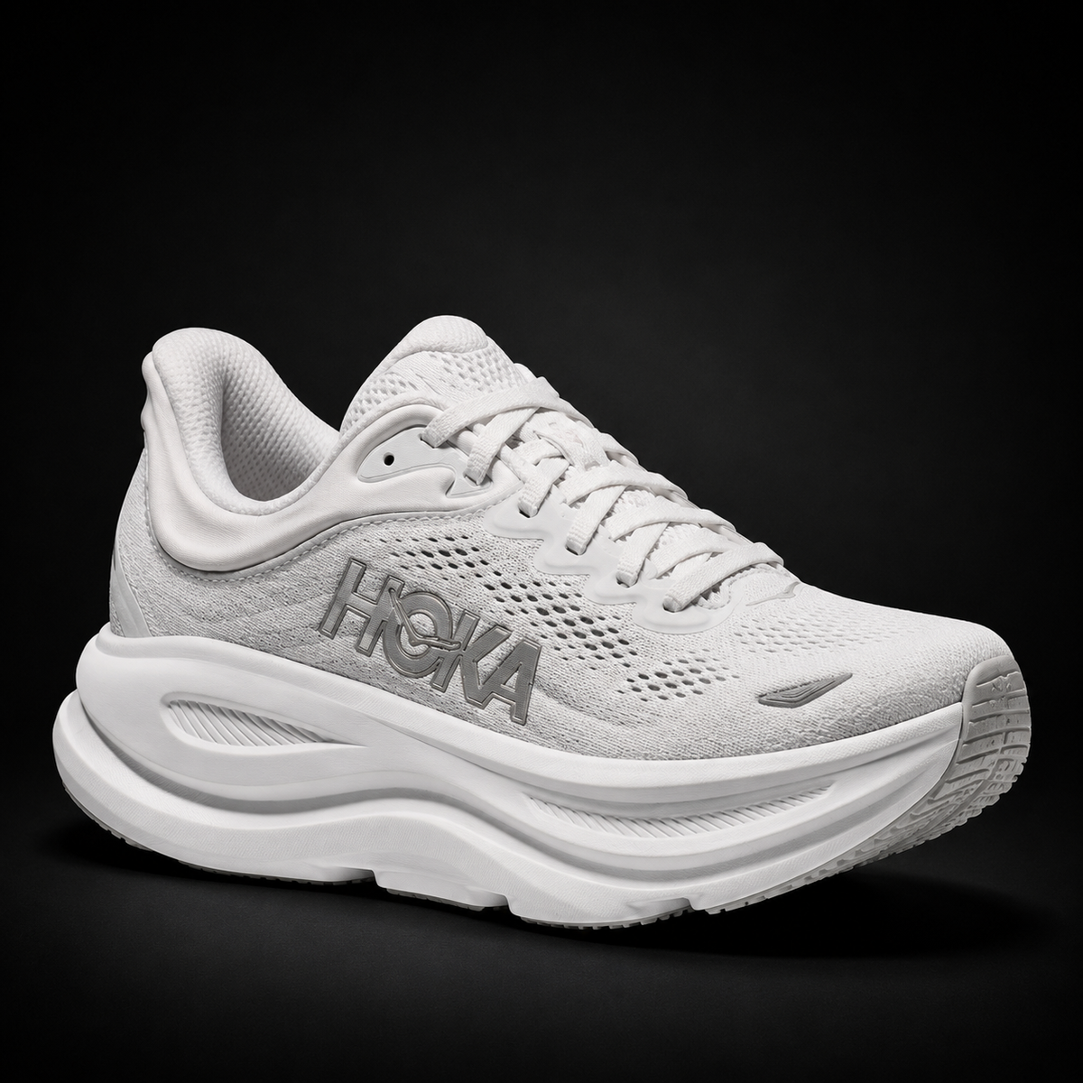 Hoka Bondi 9 Stardust Silver, vista frontal — Crazy!Duck Hype